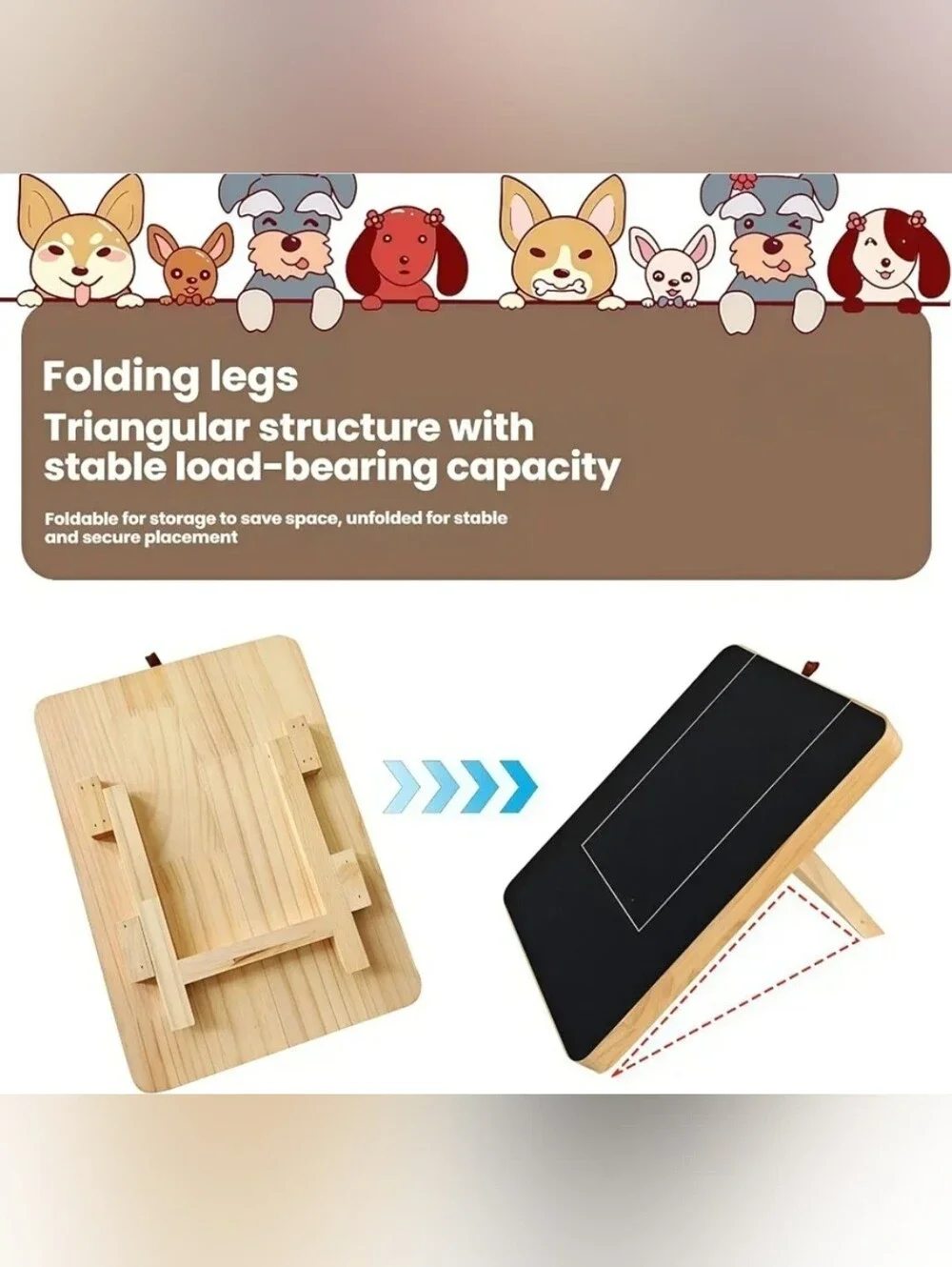 Dog Nail Scratch Board, Wooden Self Filing Pad with Foldable Stand - Treat Hider